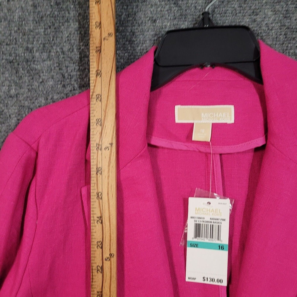 Michael Kors 100% Linen Blazer Women's 16 Radiant Pink One Button Business NWT - Picture 9 of 10